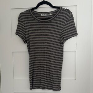 Michael Stars Black and Gray Striped Tee